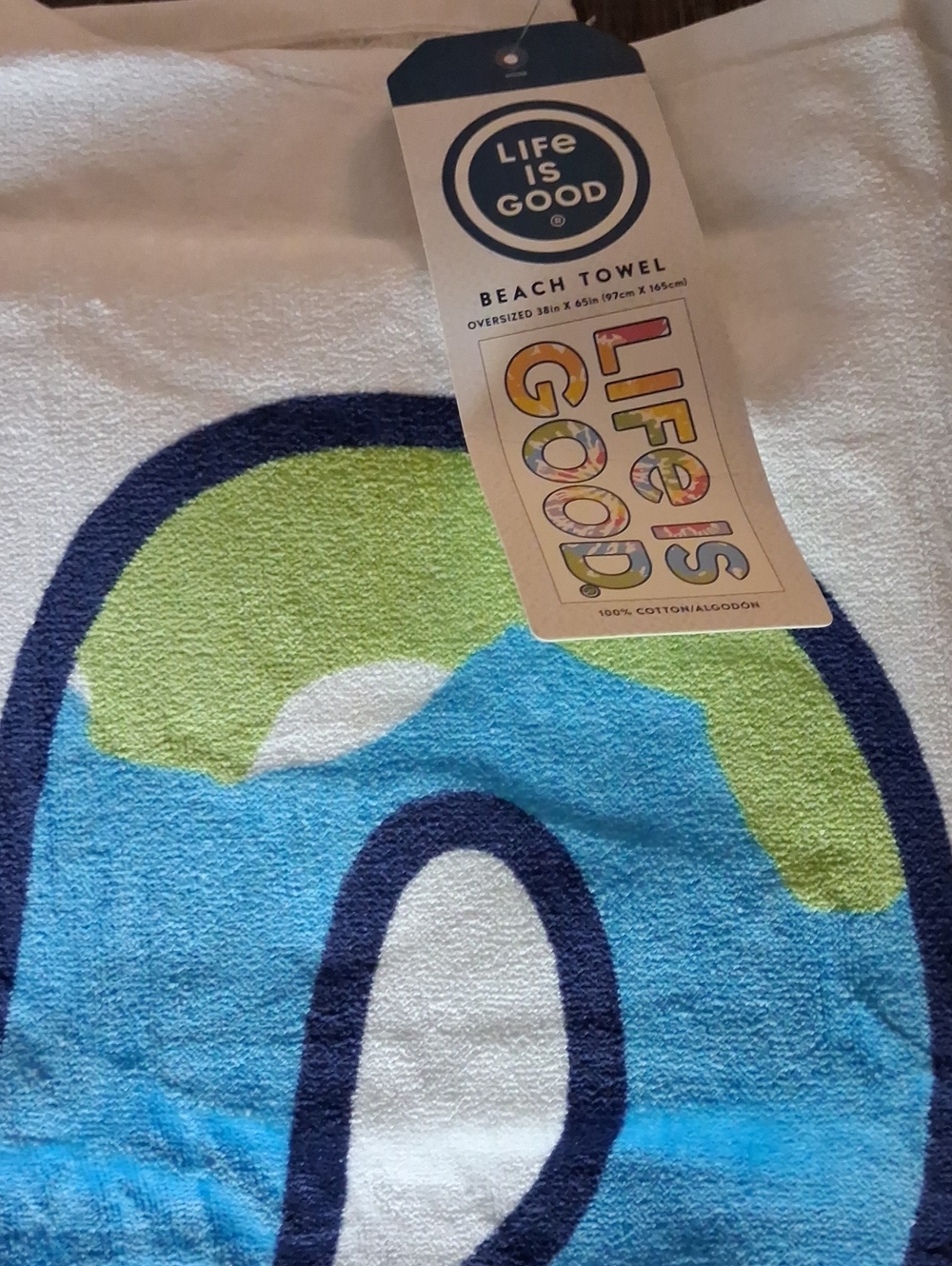 Life Is Good BERKSHIRE New Beach Towel With Tag $38 100% Cotton Soft Large